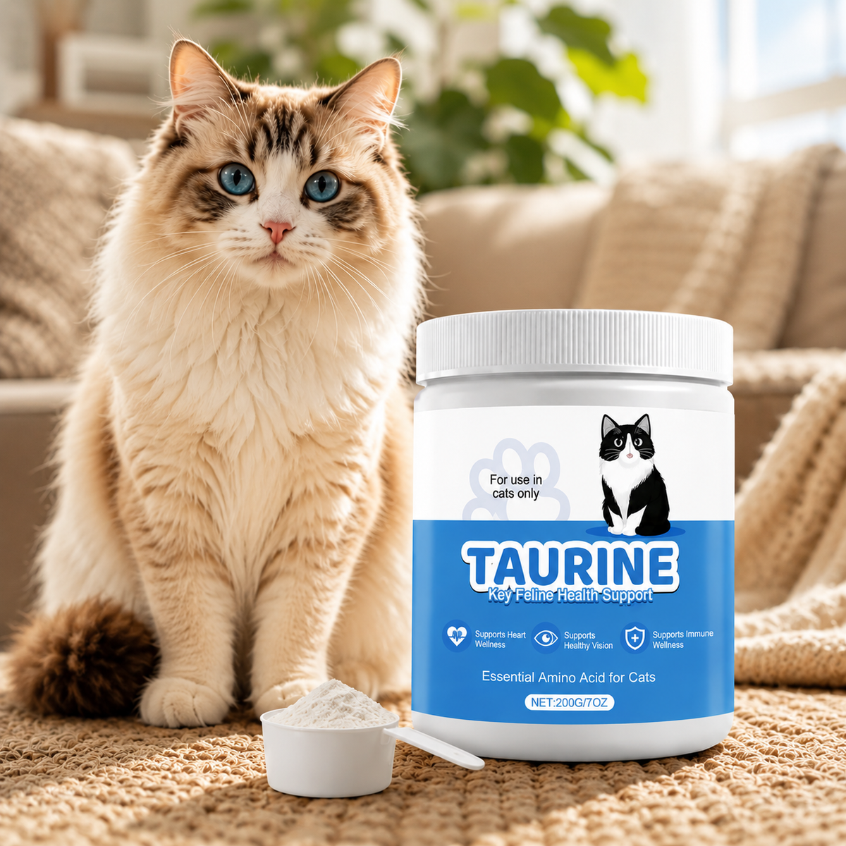 Taurine Powder for Cats – 200g Feline Nutritional Supplement