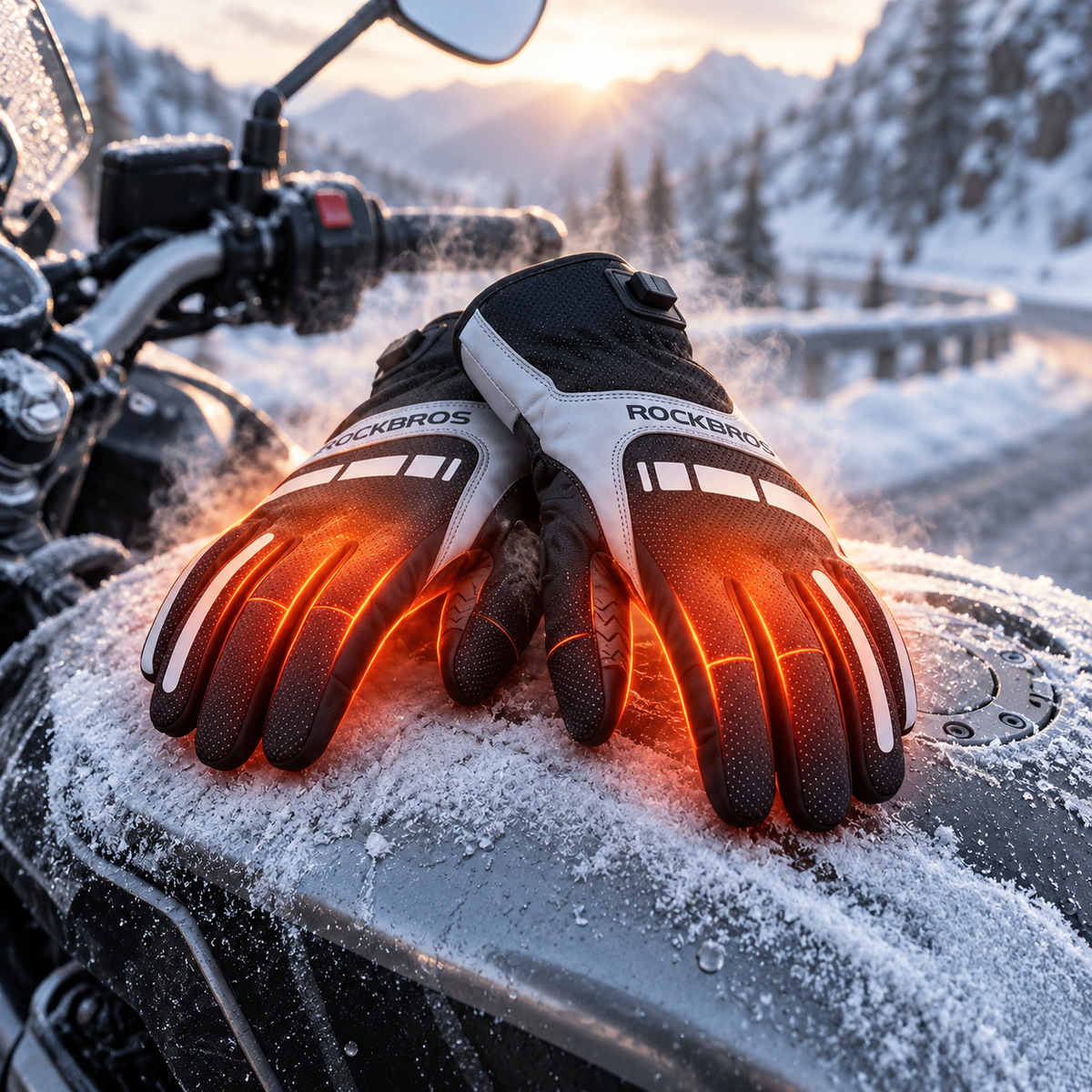 Heated Motorcycle Gloves Waterproof Winter Touchscreen Knuckle Guard