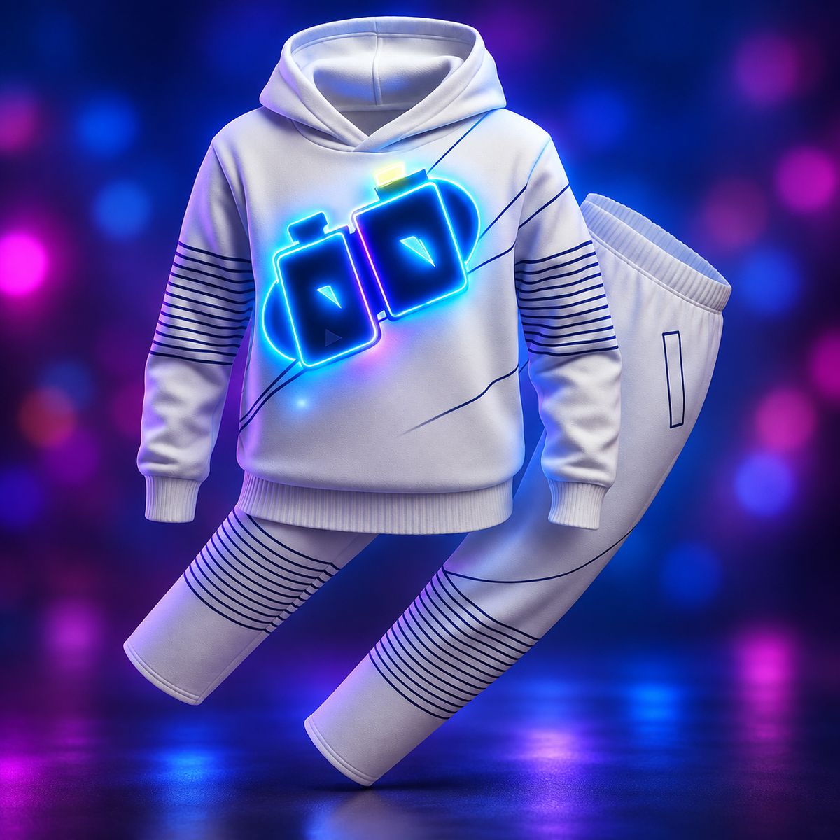 DJ Costume with LED Helmet Set Adult Light Up Outfit