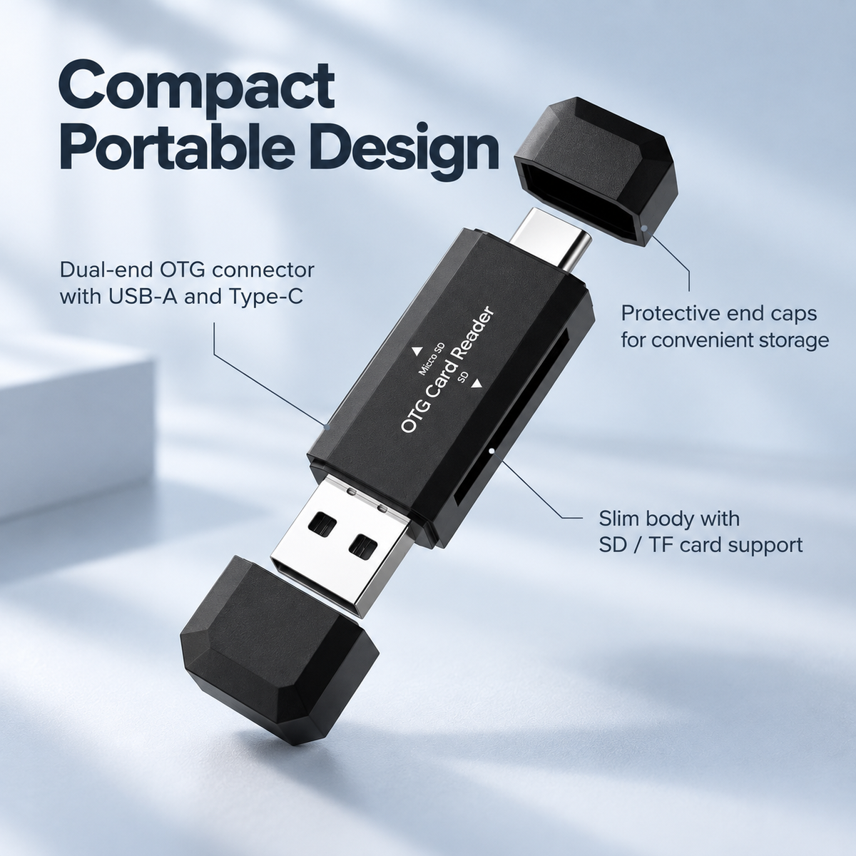 USB Type C SD and TF Card Reader Adapter 2 in 1 for Phone PC