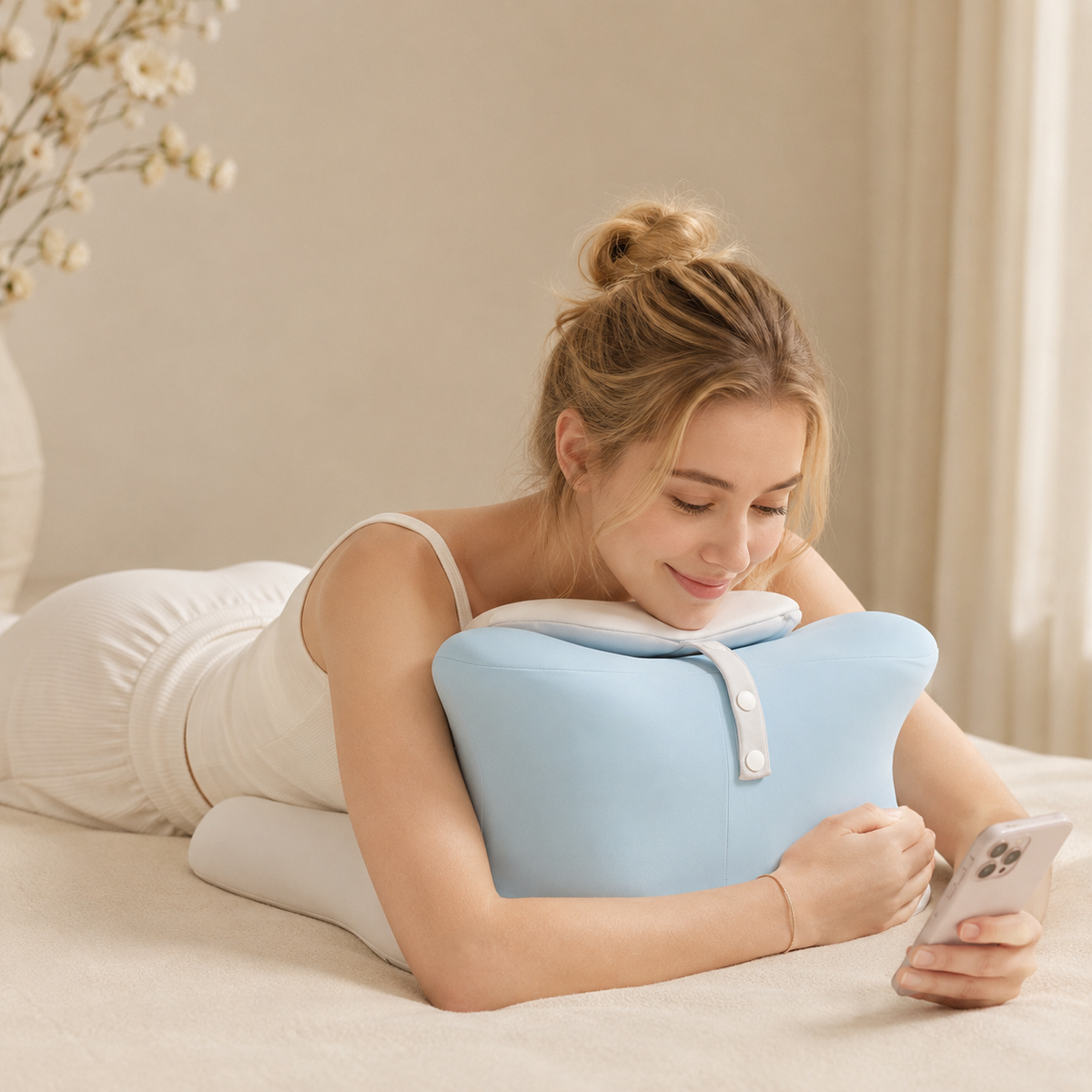 Ergonomic Couples Support Pillow for Hands-Free Relaxation
