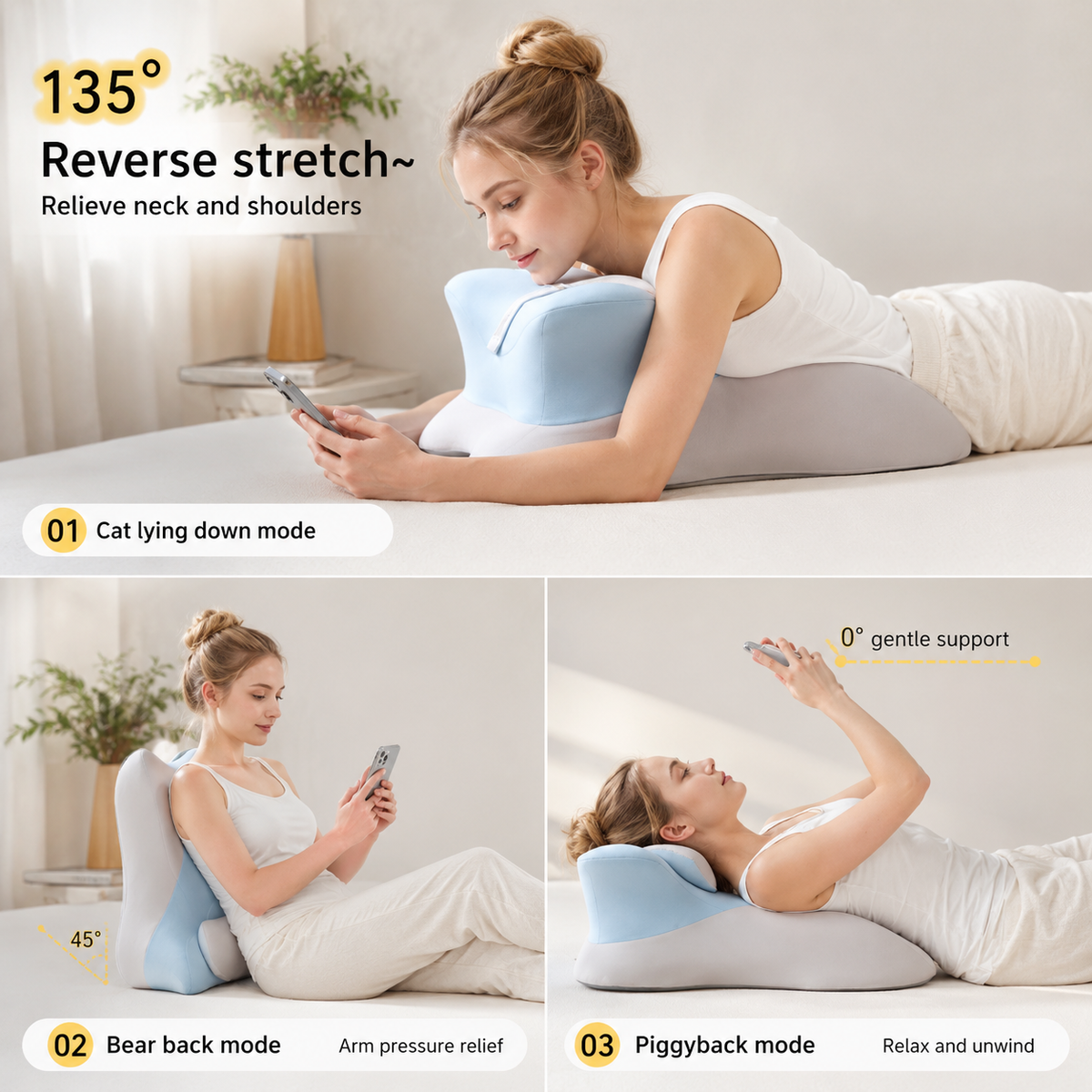 Ergonomic Couples Support Pillow for Hands-Free Relaxation