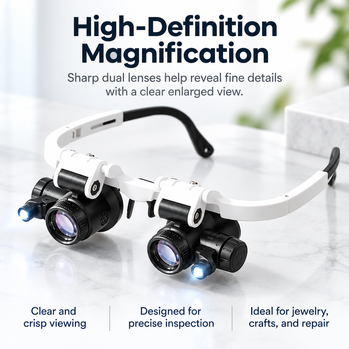 LED Magnifying Glasses 8x 15x 23x Head Magnifier for Crafts