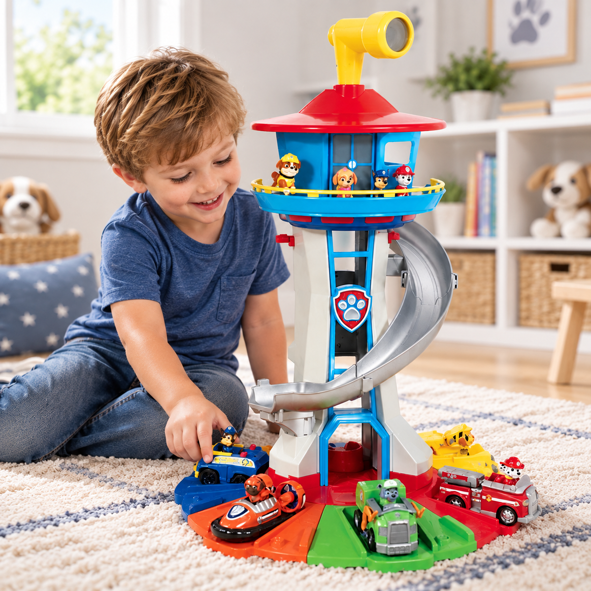 Toy Car Set with Slide and Watchtower Kids Playset