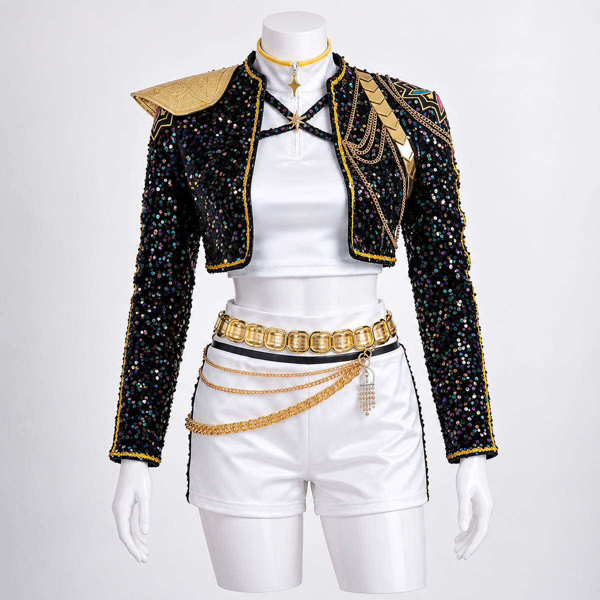 Women's Glitter Costume Black and Gold Sequin Outfit