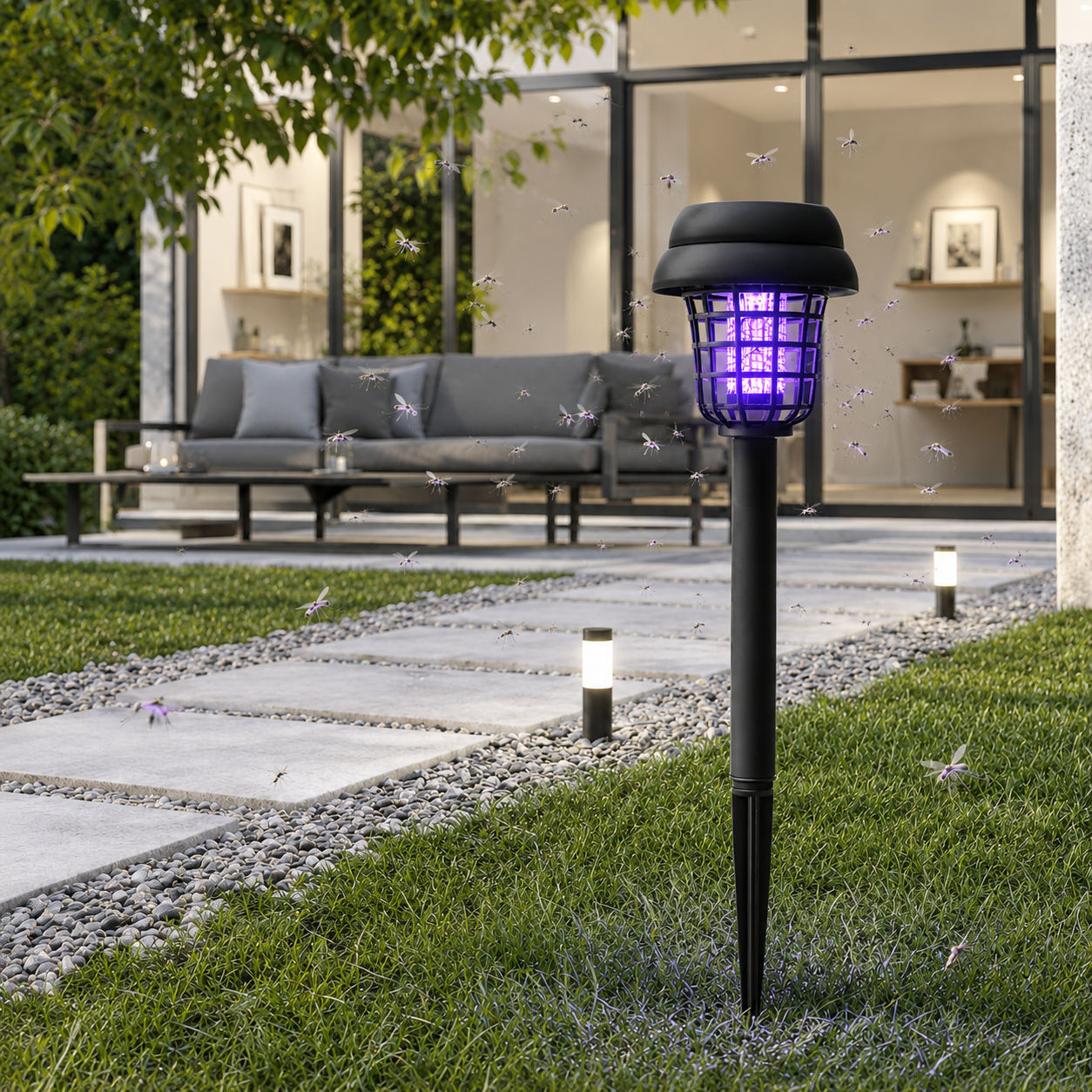 Solar Powered Outdoor Mosquito Killer Bug Zapper LED Light