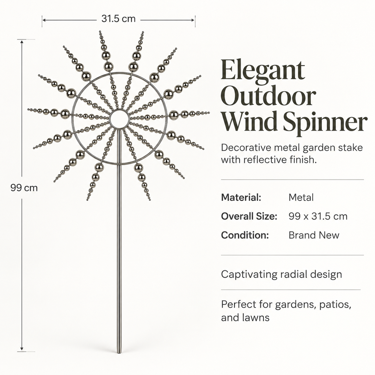 Kinetic Metal Wind Spinner Anti Rust Garden Windmill Decor