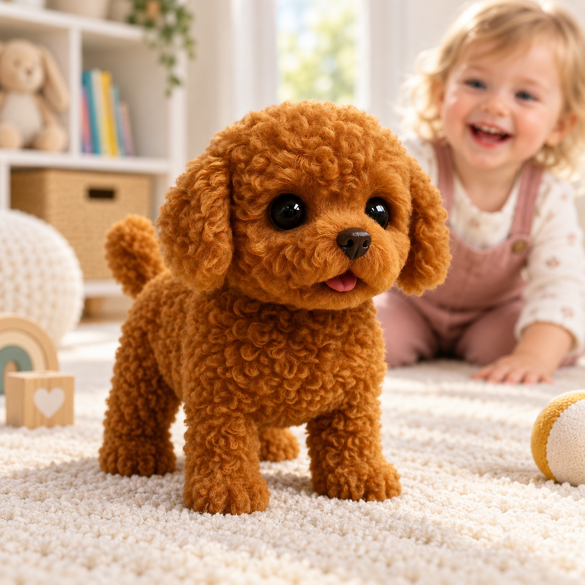 Interactive Plush Dog Toy for Kids Soft Cuddly Companion