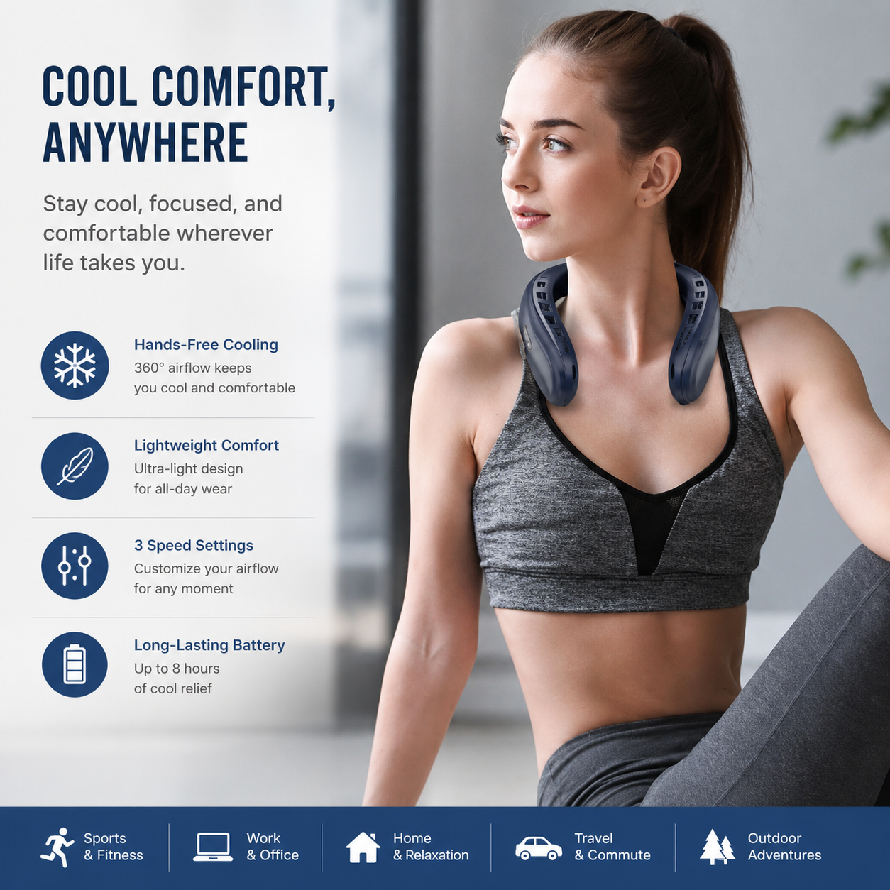 Bladeless Wearable Neck Fan Hands-Free Personal Cooling Fan