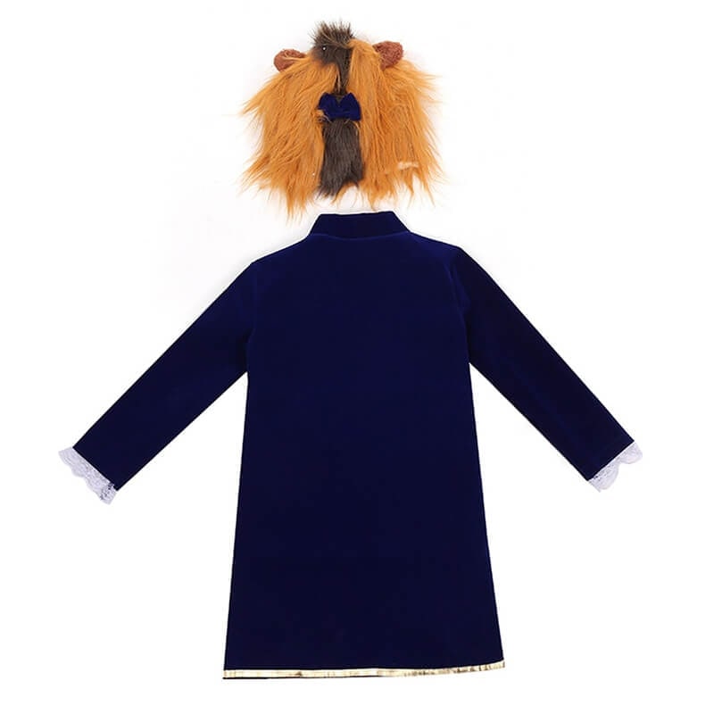 Boys Beauty and Beast Costume Velvet Jacket with Faux Fur Hood Halloween