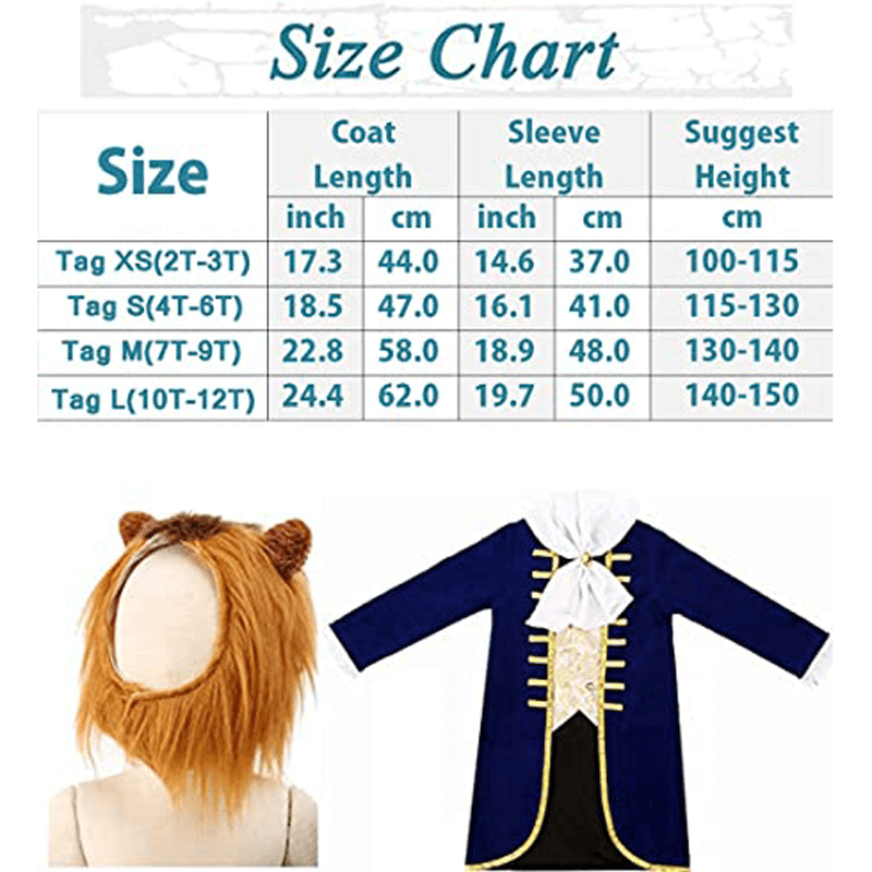 Boys Beauty and Beast Costume Velvet Jacket with Faux Fur Hood Halloween