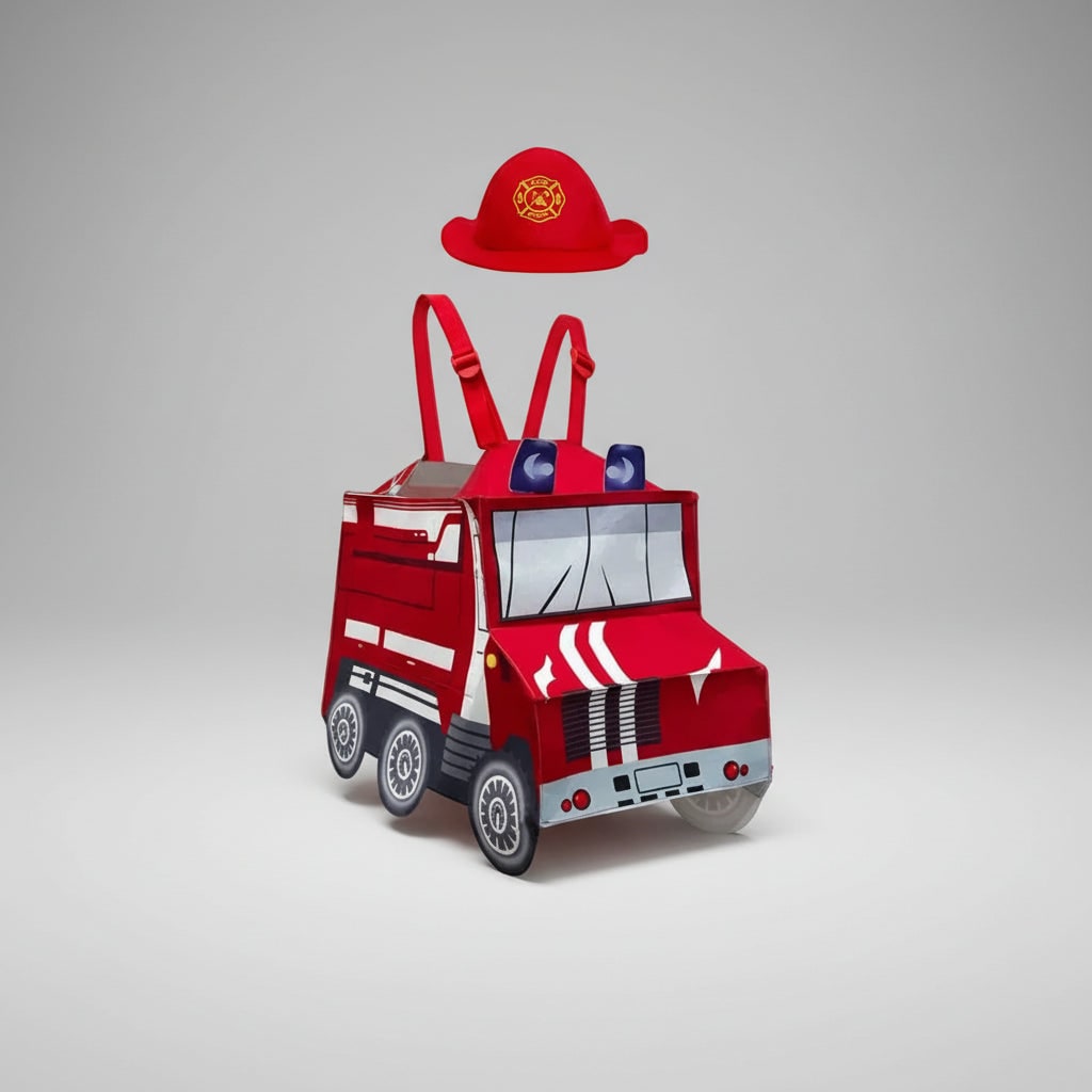 Boys Firefighter Costume Outfit with Reflective Stripes and Fire Chief Badge Halloween