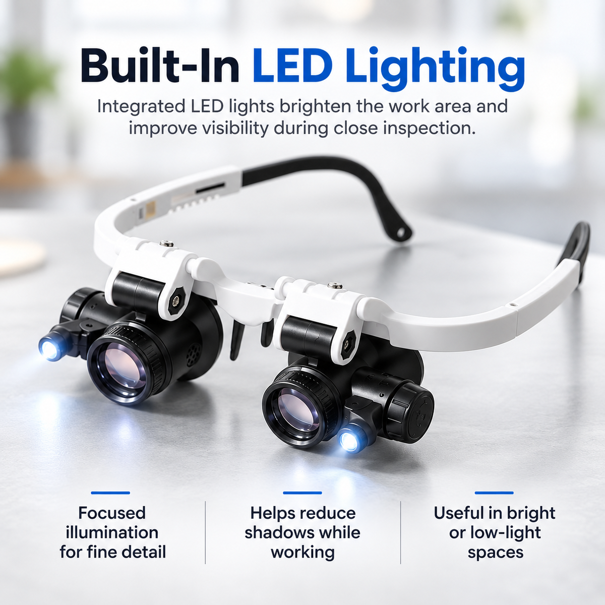 LED Magnifying Glasses 8x 15x 23x Head Magnifier for Crafts
