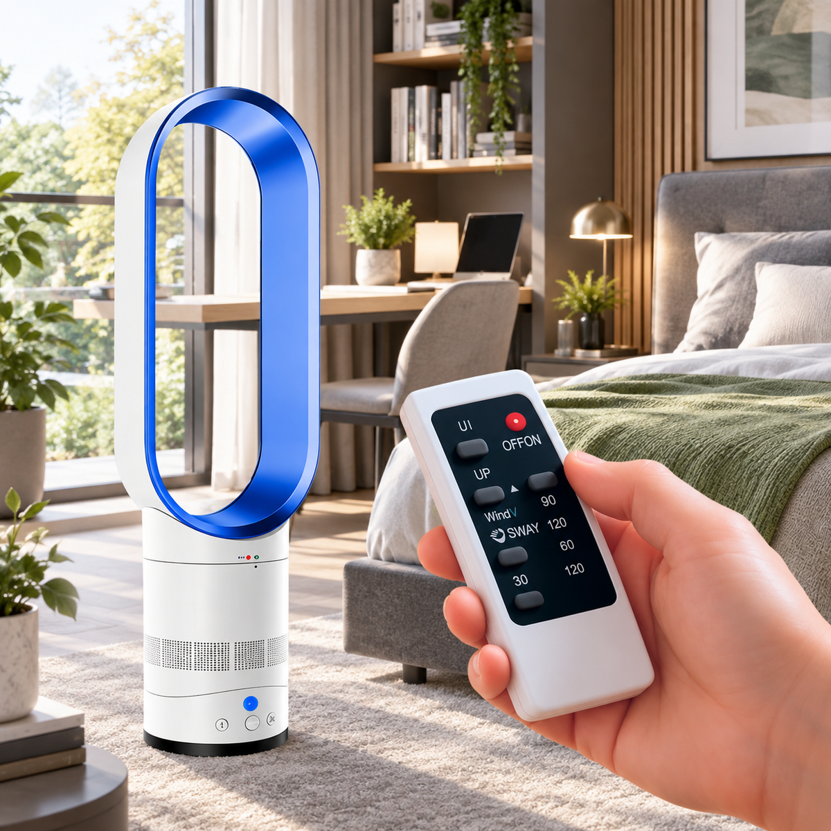 16 Inch Bladeless Fan with Remote Oscillating Tower Fan