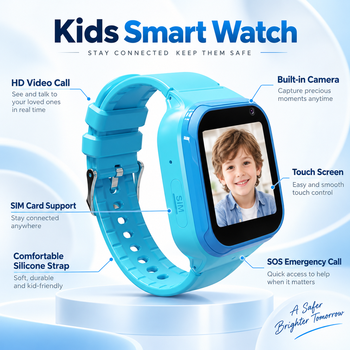 Kids Smart Watch GPS Tracker SOS Call Camera Phone Watch