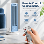 Rechargeable Bladeless Tower Fan, Portable Oscillating Desk Fan with Remote Control