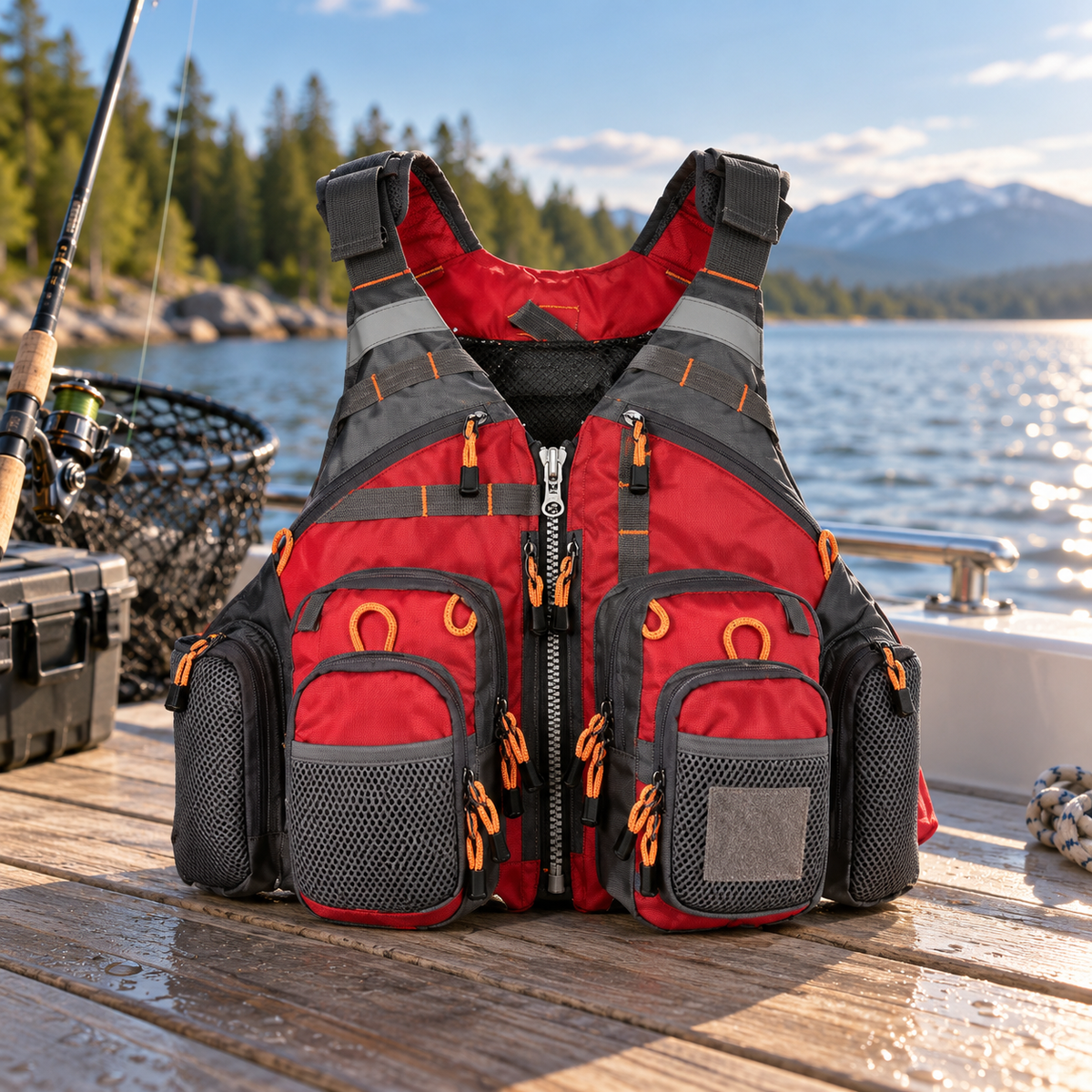 Sport Fishing Life Vest Buoyancy Aid with Multiple Pockets