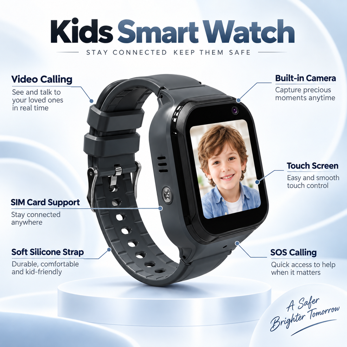 Kids Smart Watch GPS Tracker SOS Call Camera Phone Watch