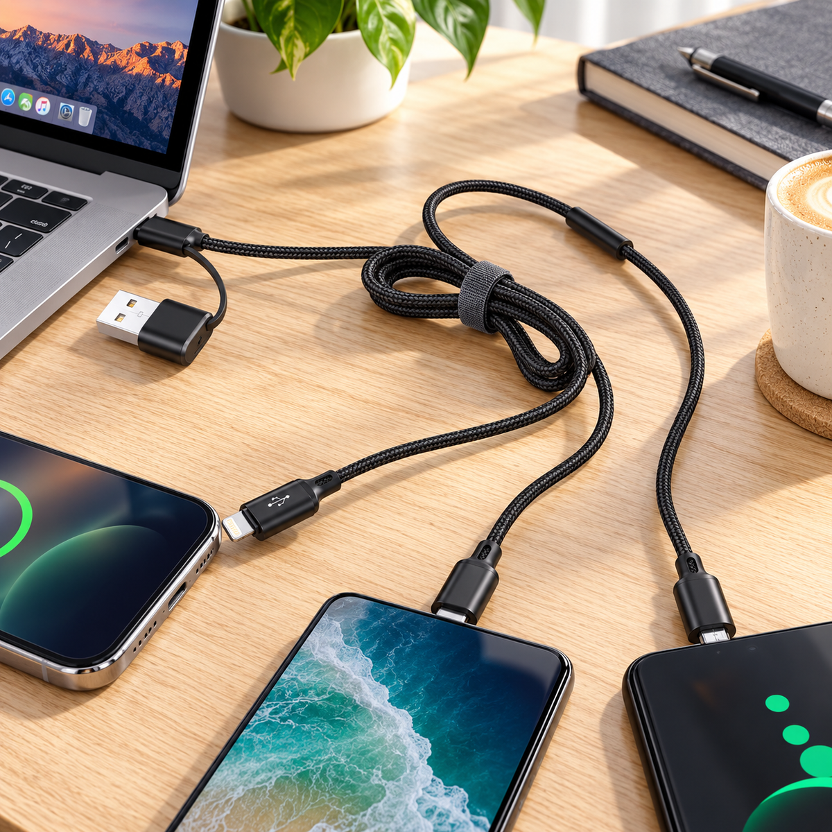 3 in 1 Charging Cable Multi USB Fast Charging Cord