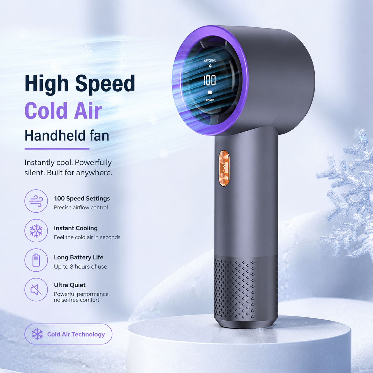 Portable Handheld Bladeless Mini Fan USB Rechargeable High Speed Fan