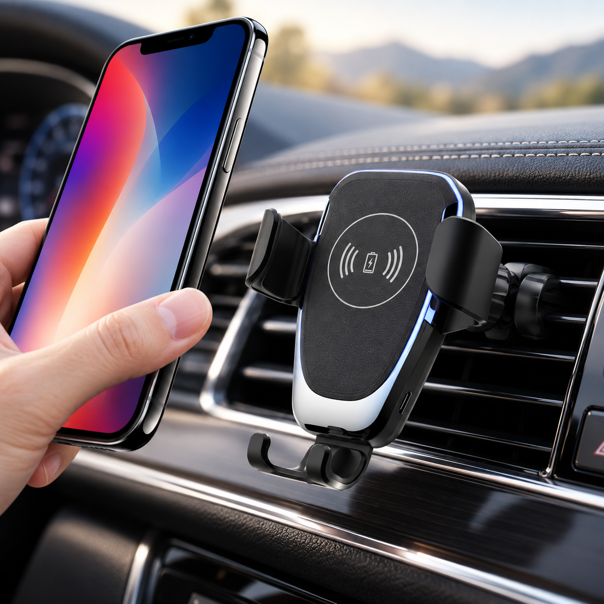 Wireless Phone Car Charger Fast Charging Auto Mount