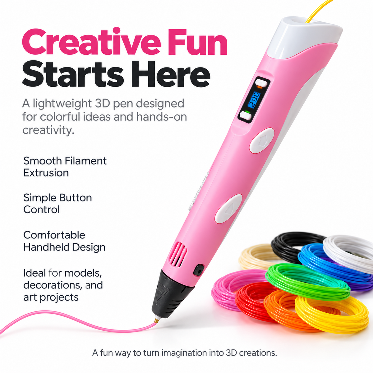 3D Printing Pen for Kids with 50m Filament Drawing Craft Set