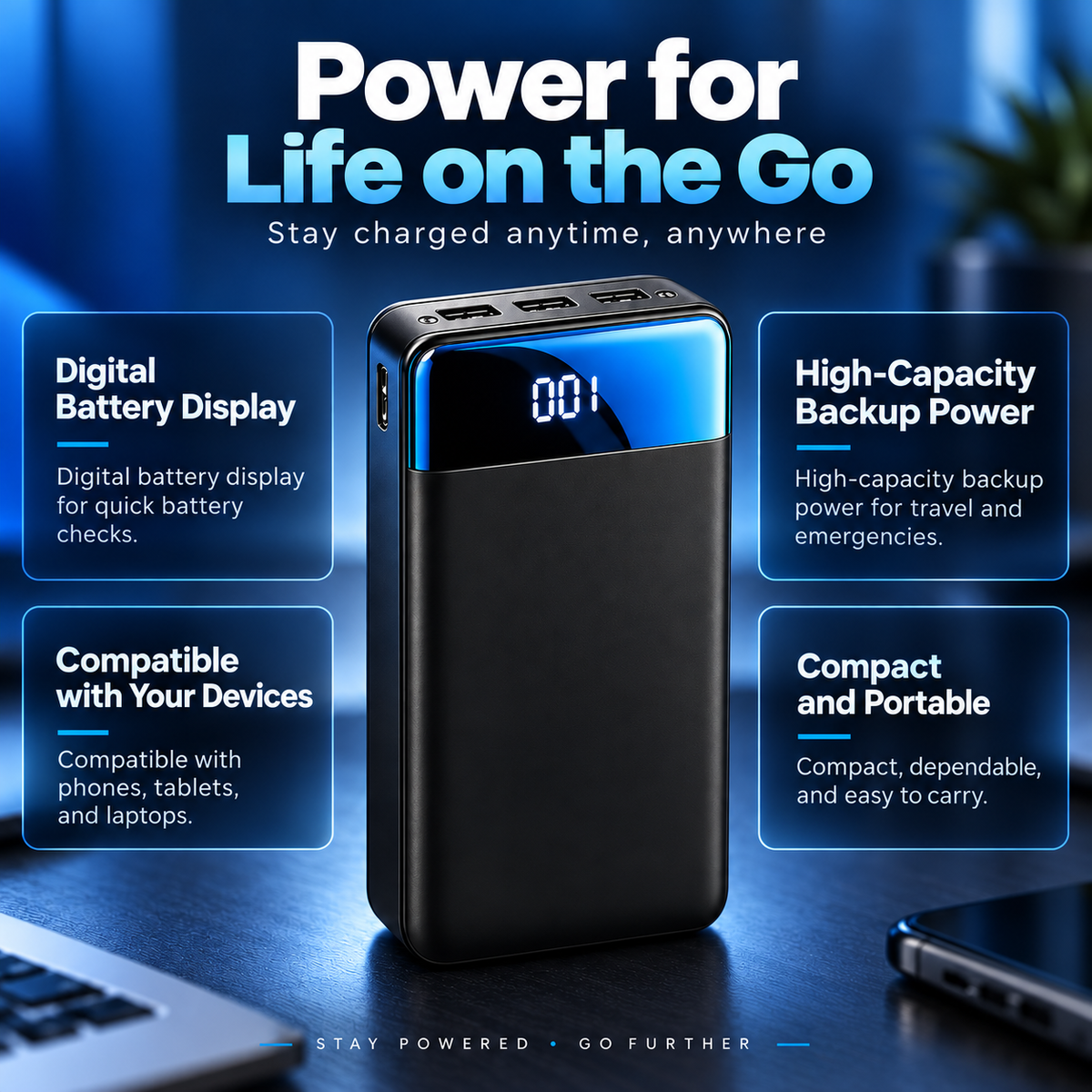 100000mAh Power Bank Fast Charging for Phones Tablets Laptops