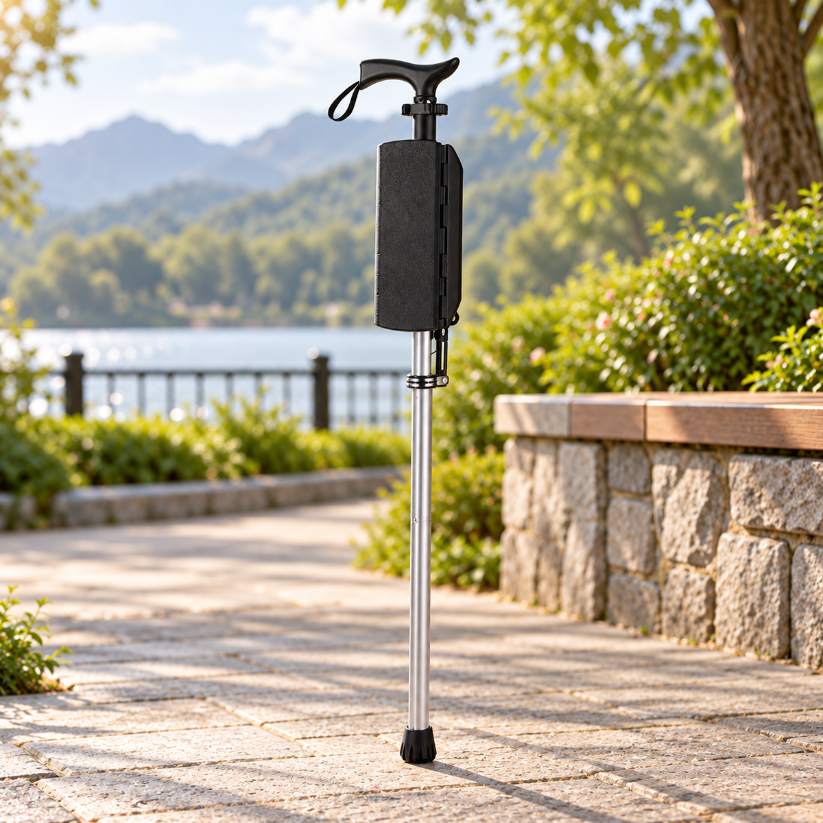 Walking Stick with Seat Folding Cane Chair Portable Mobility