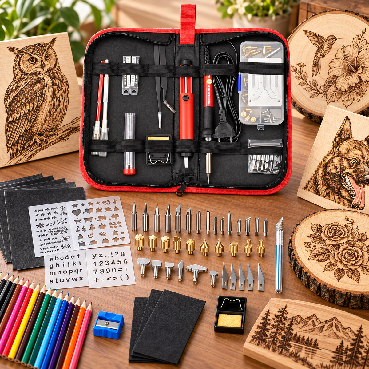Pyrography Wood Burning Kit Pen Set with Tips for Crafts