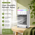Portable Mini Air Conditioner Fan 4-in-1 USB Air Cooler Humidifier Timer