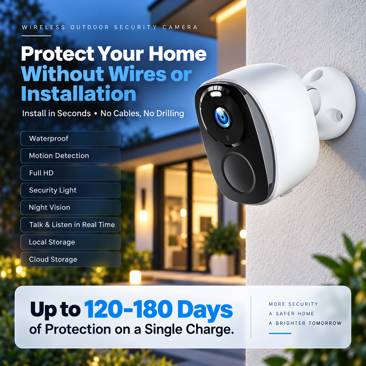 Wireless Mini Security Camera 1080P No WiFi or Subscription