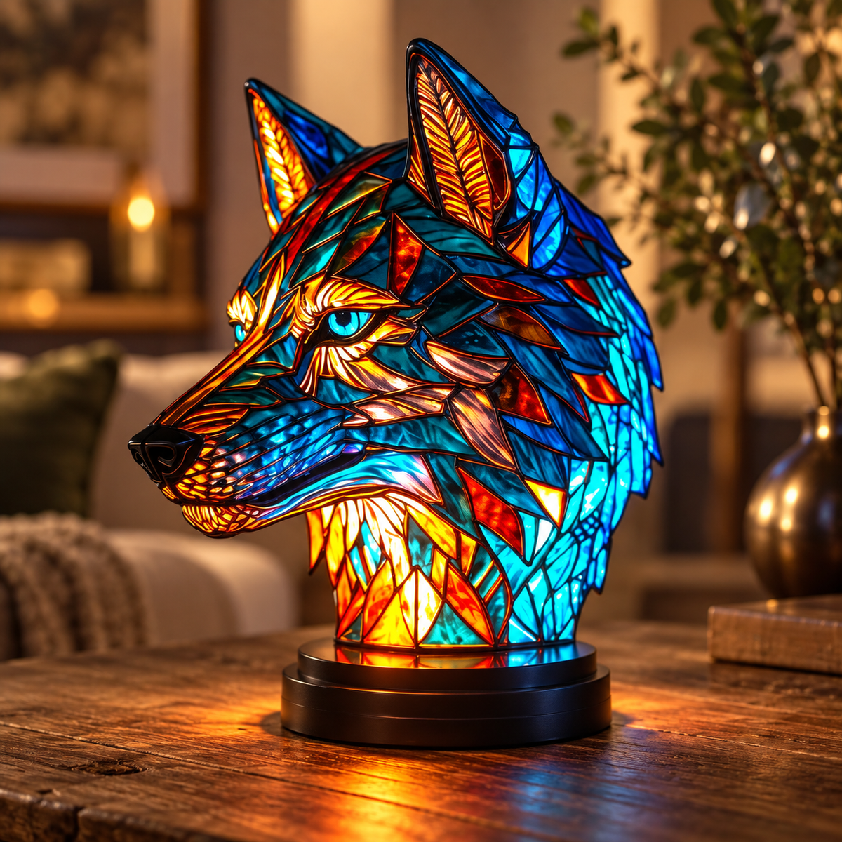 Glass Art Animal Table Lamp Decorative Accent Light