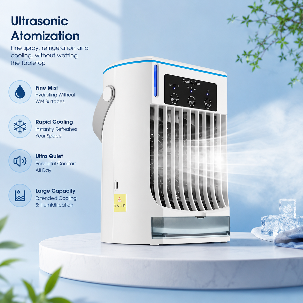 Mini Portable USB Evaporative Air Cooler Fan for Car Room