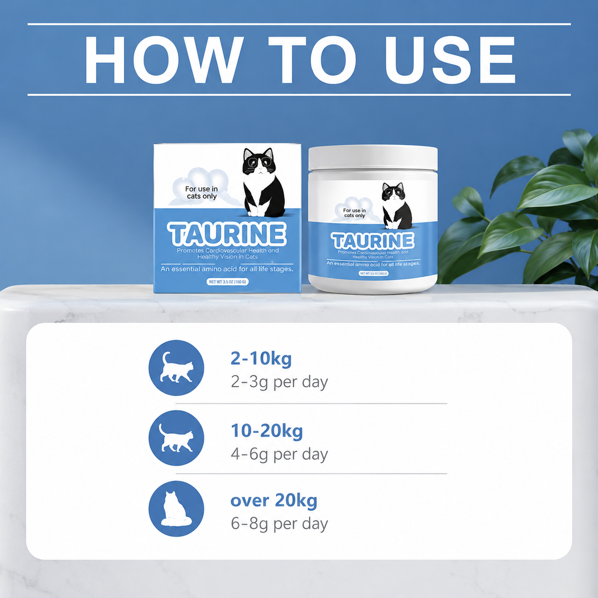 Taurine Powder for Cats – 200g Feline Nutritional Supplement