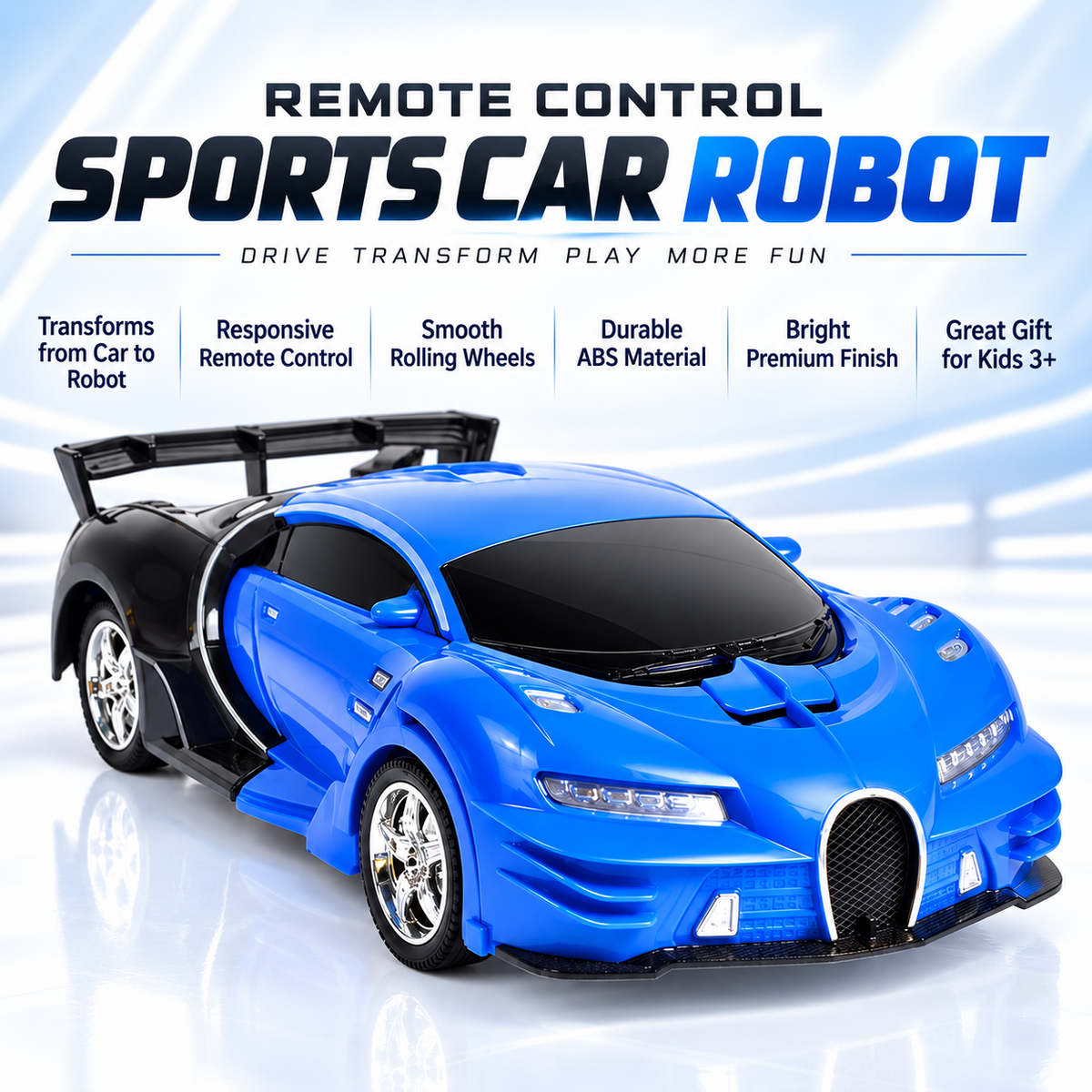 Remote Control Transformer Car LED Robot Car Toy for Kids