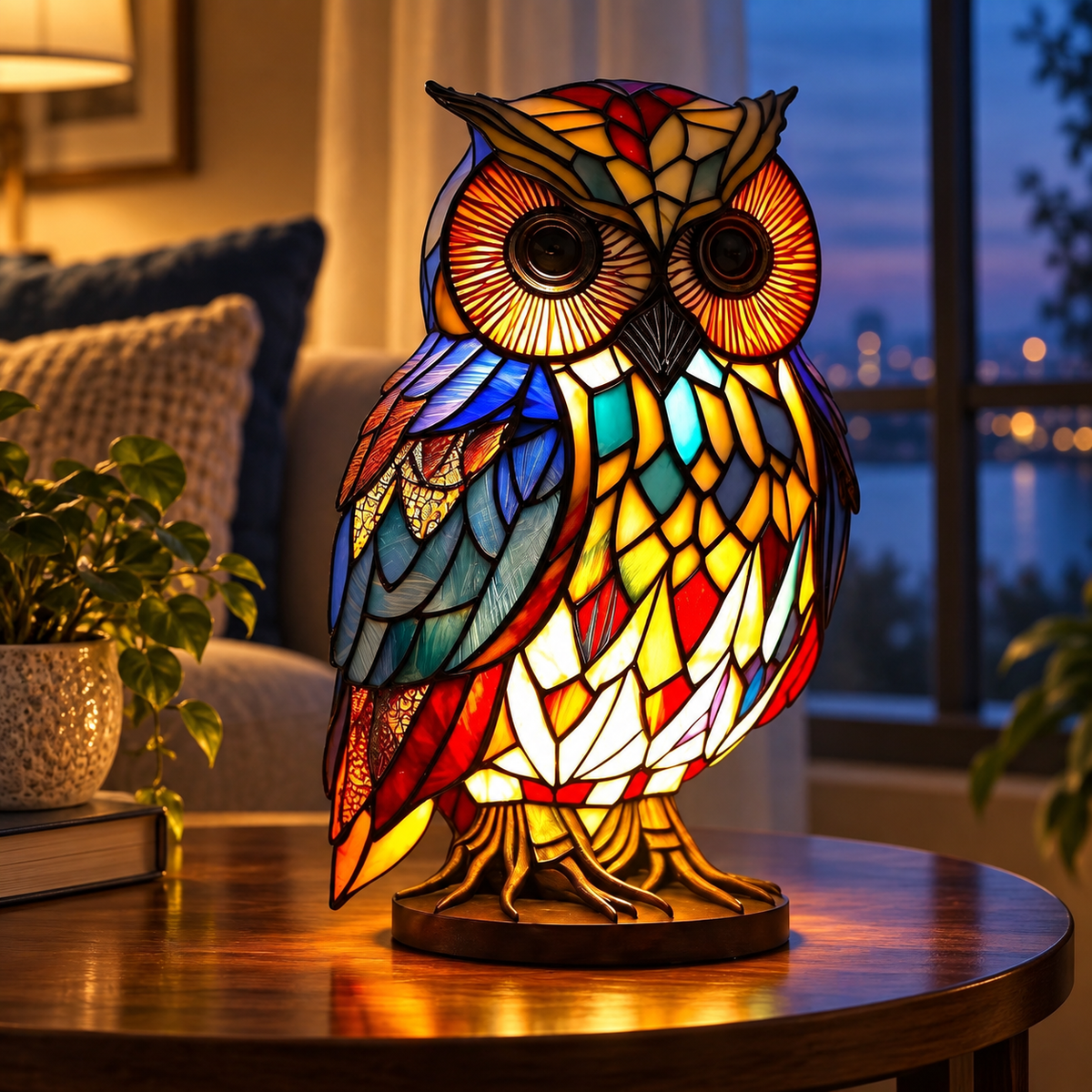 Glass Art Animal Table Lamp Decorative Accent Light
