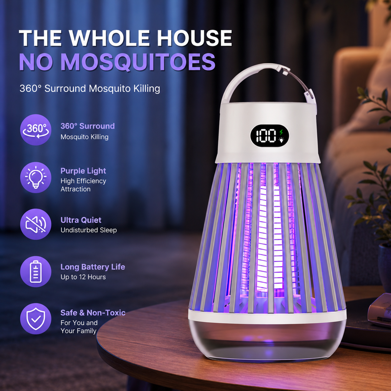 Electric Mosquito Killer Lamp USB Portable Insect Trap Household