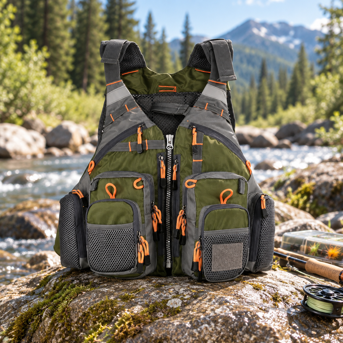 Sport Fishing Life Vest Buoyancy Aid with Multiple Pockets