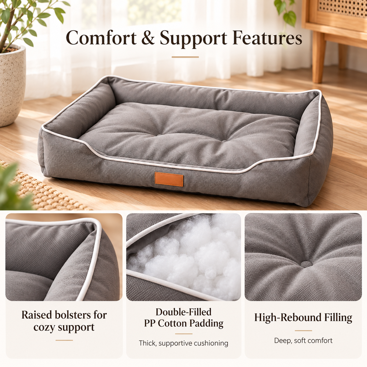 Orthopedic Memory Foam Dog Bed Sofa with Washable Cover for Arthritis