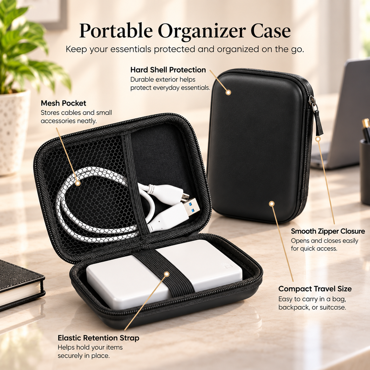 External Hard Drive Storage Bag Protective Carry Case
