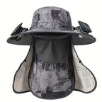 Outdoor Fishing Hat with Dual Solar Fans USB Rechargeable Sunshade