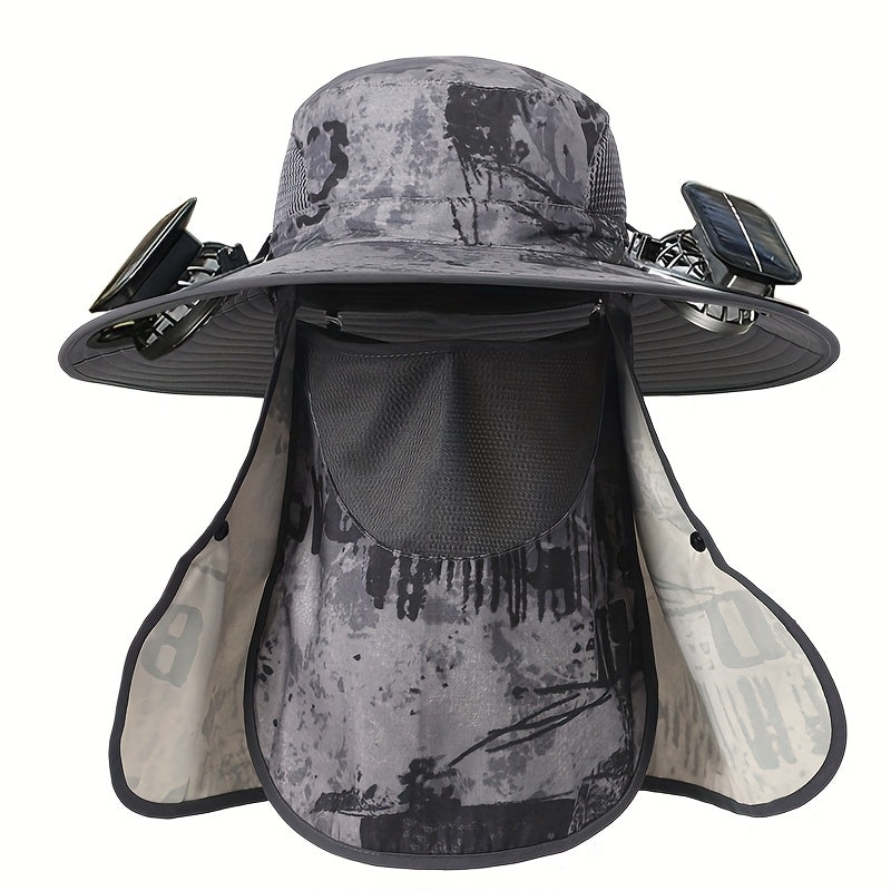 Outdoor Fishing Hat with Dual Solar Fans USB Rechargeable Sunshade