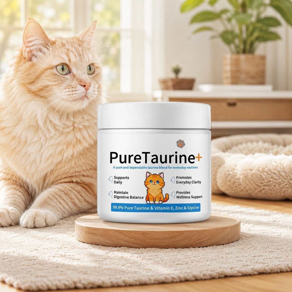 Taurine Powder for Cats with Vitamin E, Zinc & Glycine
