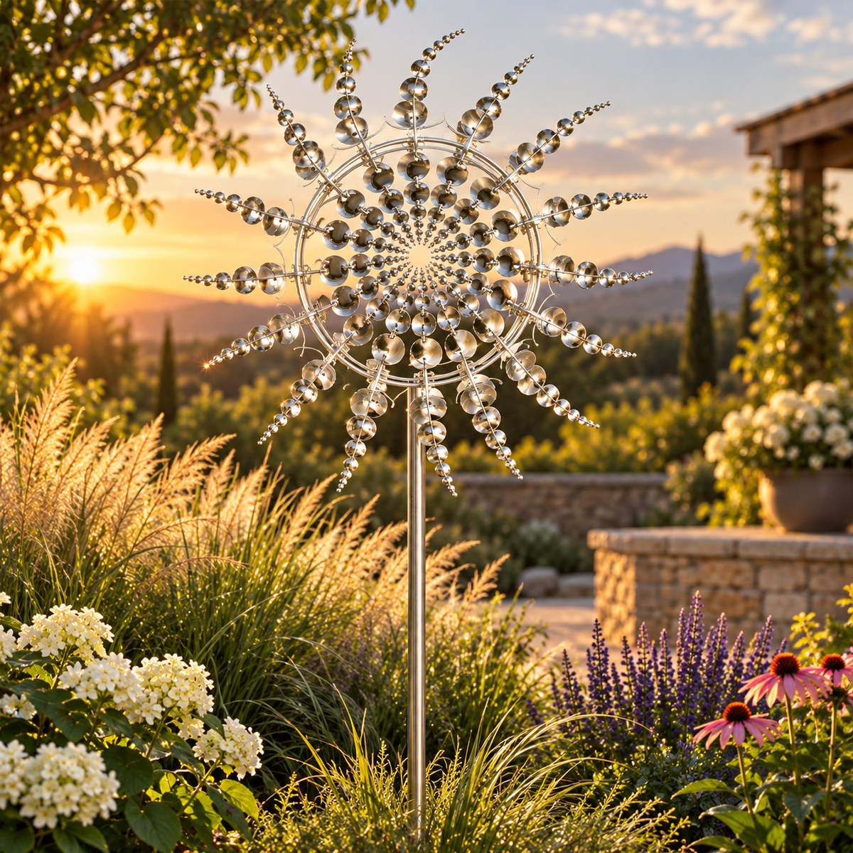 Kinetic Metal Wind Spinner Anti Rust Garden Windmill Decor
