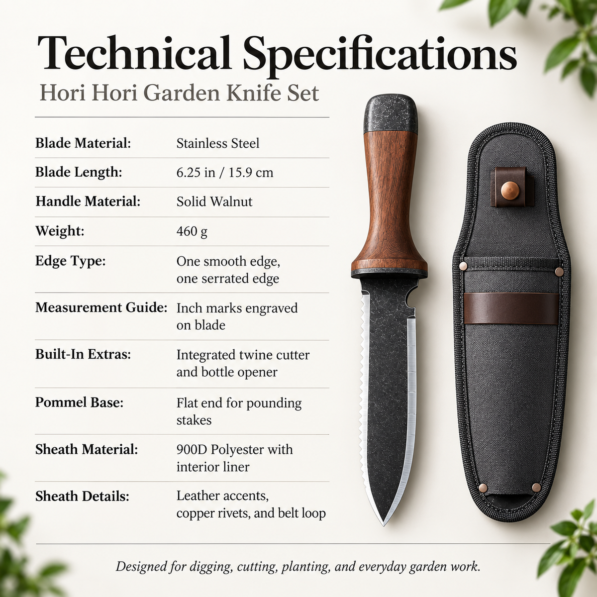 Hori Hori Garden Knife Multi-Purpose with Sheath