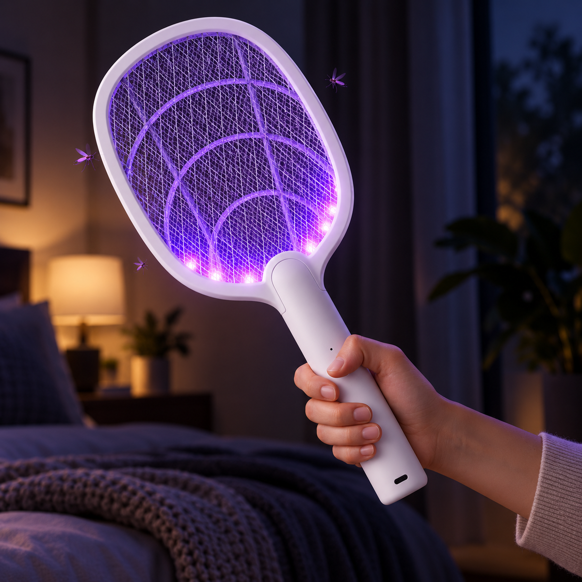 Electric Mosquito Swatter Bug Zapper Racket 2500V Rechargeable