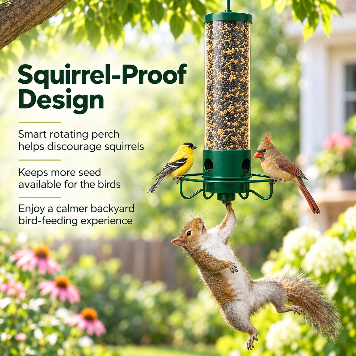 Squirrel Proof Bird Feeder Heavy Duty Metal for Garden Birds