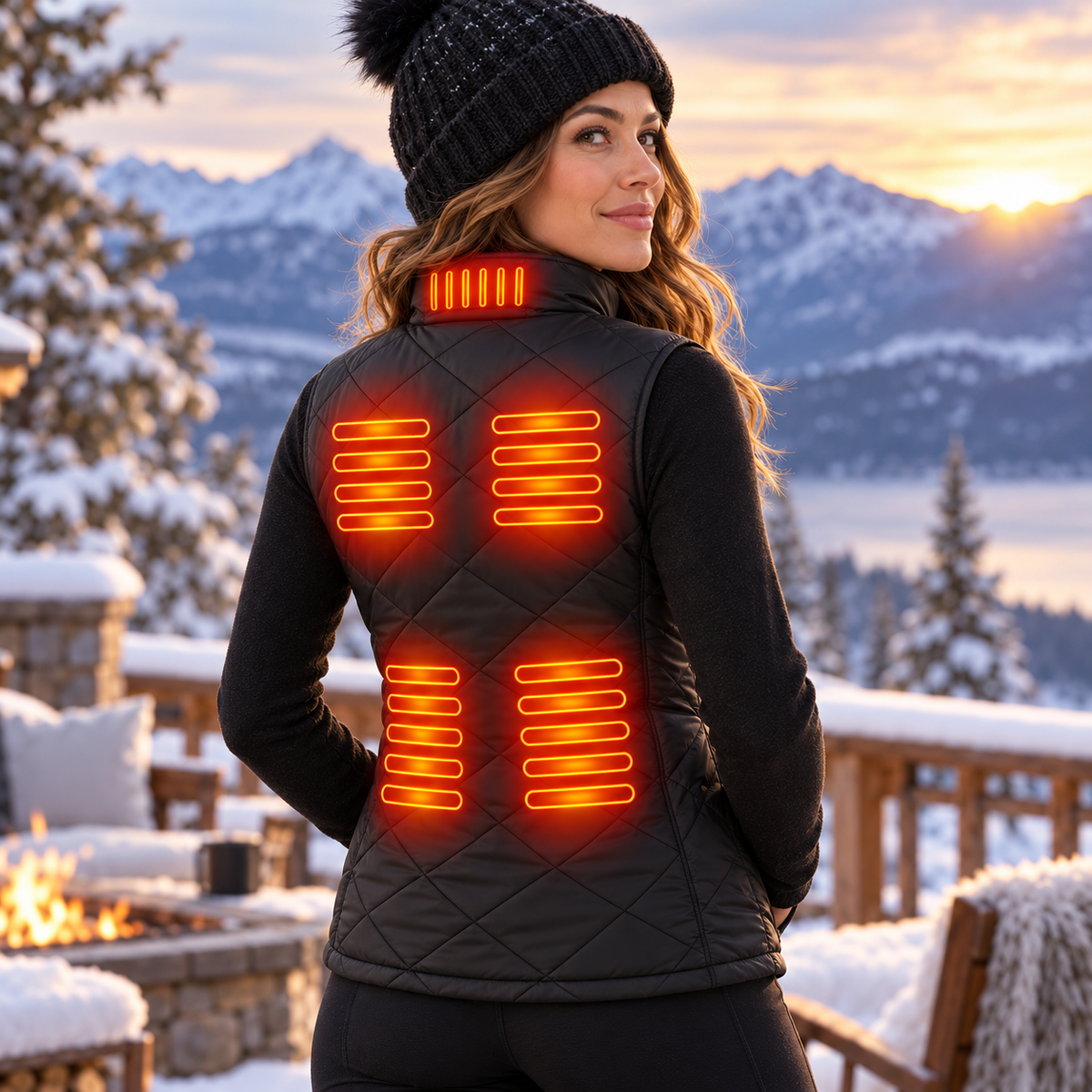 Womens Heated Gilet 9 Zones USB Rechargeable Lightweight Vest