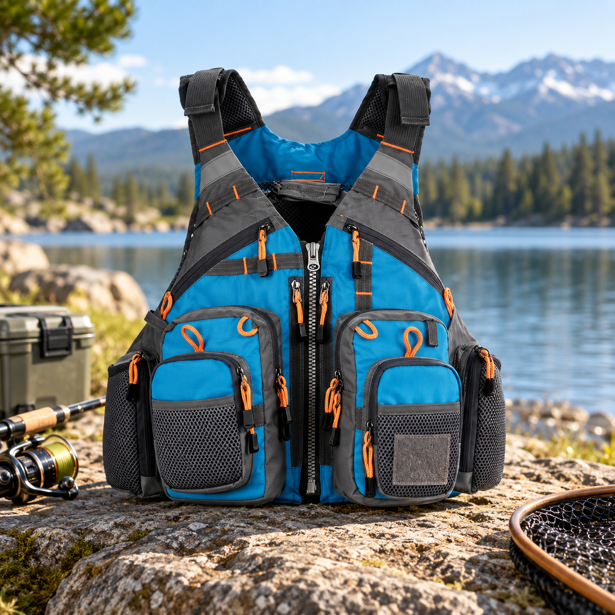 Sport Fishing Life Vest Buoyancy Aid with Multiple Pockets
