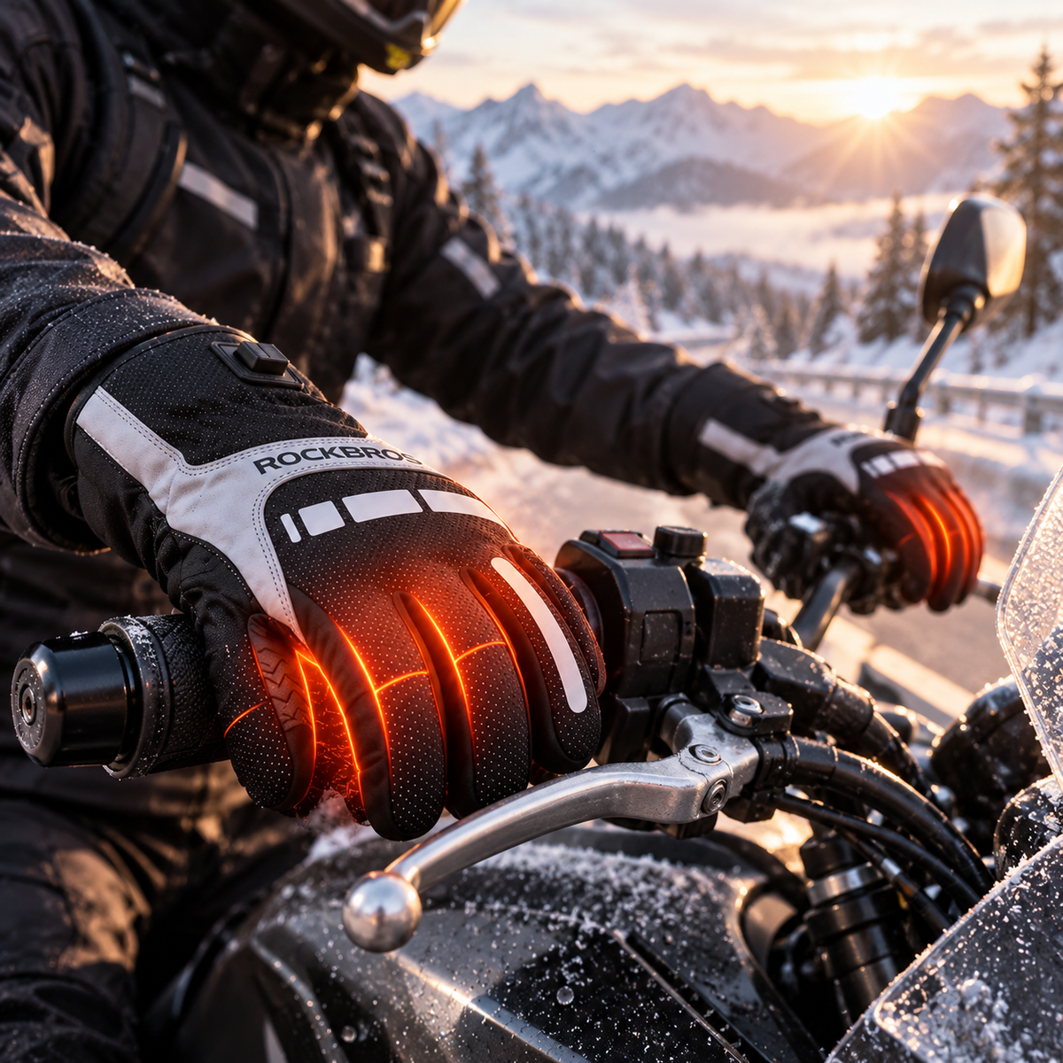 Heated Motorcycle Gloves Waterproof Winter Touchscreen Knuckle Guard